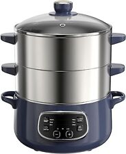 Electric Food Steamer,Stainless Steel Digital Steamer, Double tier 10L Large