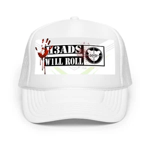 H3ADS W1LL R0LL Brand - GUILLOTINE BLOOD SPLATTER - Foam trucker Hat Cap - Picture 1 of 3