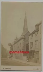 CDV c1875 Lewes St Michaels Church Shops Reeves Photographer - Picture 1 of 2