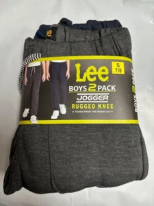 LEE BOYS 2 PACK RUGGED KNEE JOGGERS(CHARCOAL HEATHER/NAVY LARGE 14/16)NWT - Picture 1 of 4