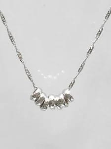 14k White Gold Necklace Lucky Seven Rings Charm Necklace 17 Inches - Picture 1 of 3