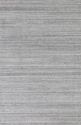 Contemporary Light Gray 4x6 ft Gabbeh Indien Rug Modern Hand-made Wool Carpet - Image 1 of 4