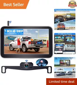 Drahtlose Rückfahrkamera 7 Zoll: Plug & Play einfach zu installieren LKW PKW Monitor... - Bild 1 von 9