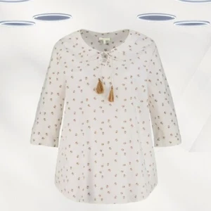 Ex Ulla Popken Women's 3/4 SleeveBee Print Tunic Top in Ivory - Picture 1 of 3