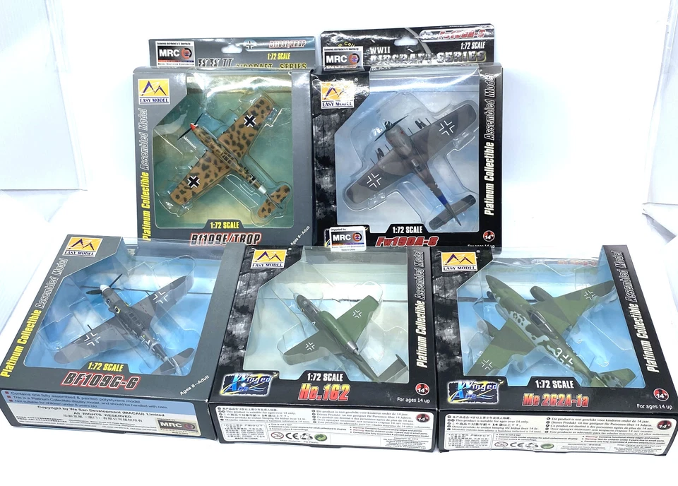 5 1/72 20mm Scale WWII WW2 Airplanes Aircraft Bf109E Fw190A Bf109G He.162 Me262A - Image 1 of 1