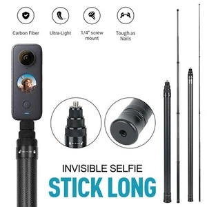 Carbon Fiber Invisible Selfie Stick Long 3M For Insta360 Adjustable Light Weight - Picture 1 of 23