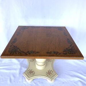 ETHAN ALLEN White Hitchcock Style 20in Stenciled End Accent Table 14-9218 604