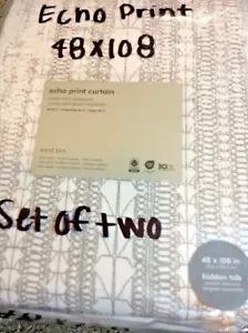 West Elm 2 Echo Print Cotton Canvas Curtains 48x108 Platinum NWT! - Picture 1 of 1