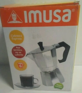 6 Cup Espresso Maker Imusa Masterclass Premium Collection Aluminum Stovetop - Picture 1 of 6