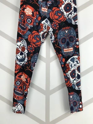 Calaveras de Azúcar Alto y Curvilíneo NARANJA Negro Blanco Yoga Banda Día de Muertos Halloween Foto 1 de 4