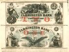 Farmington Bank - Uncut Obsolete Sheet Pair - Broken Bank Notes - Paper Money - 