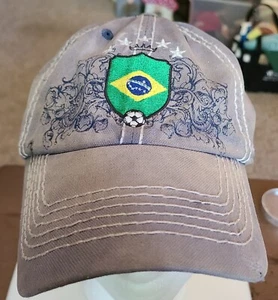 ADIDAS Soccer Men’s FIFA BRAZIL WORLD CUP ADJUSTABLE HAT Distressed Football - Picture 1 of 8
