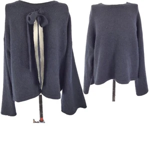 Asos Micha Lounge Jumper Tie Back Oversized Wide Drop Shoulder Sleeve Navy S - Picture 1 of 12