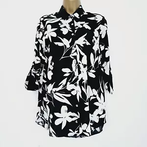 NEW Ex WALLIS 8-22 Monochrome Black & White Floral Print Smart Shirt Blouse Top - Picture 1 of 5
