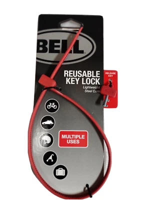 NUEVO Bell Reutilizable Ligero Núcleo de Acero Cremallera Lazo Llave Cerradura con Llave Foto 1 de 2
