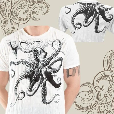 Octopus Kraken Sure Brand T-shirt White Nautical Double Sided USA Seller NWT - Image 1 of 3