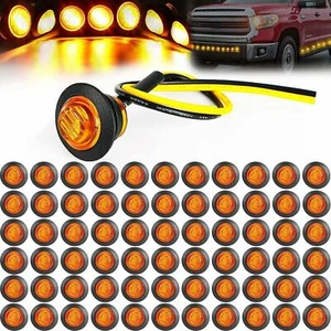 12V Marker Lights LED Truck Trailer 3/4" Round Side Bullet Light Amber Red Lamps - Imagen 1 de 34