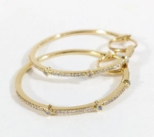 Nadri Katherine Star Hoop Earrings - Gold Toned CZ hoops elgant bridal - Picture 1 of 11