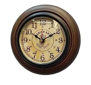 Unique Style Wooden Brown Wall Clock 6 Inch - Picture 1 of 2