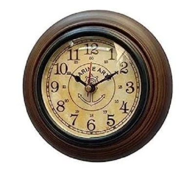 Unique Style Wooden Brown Wall Clock 6 Inch - Image 1 of 2