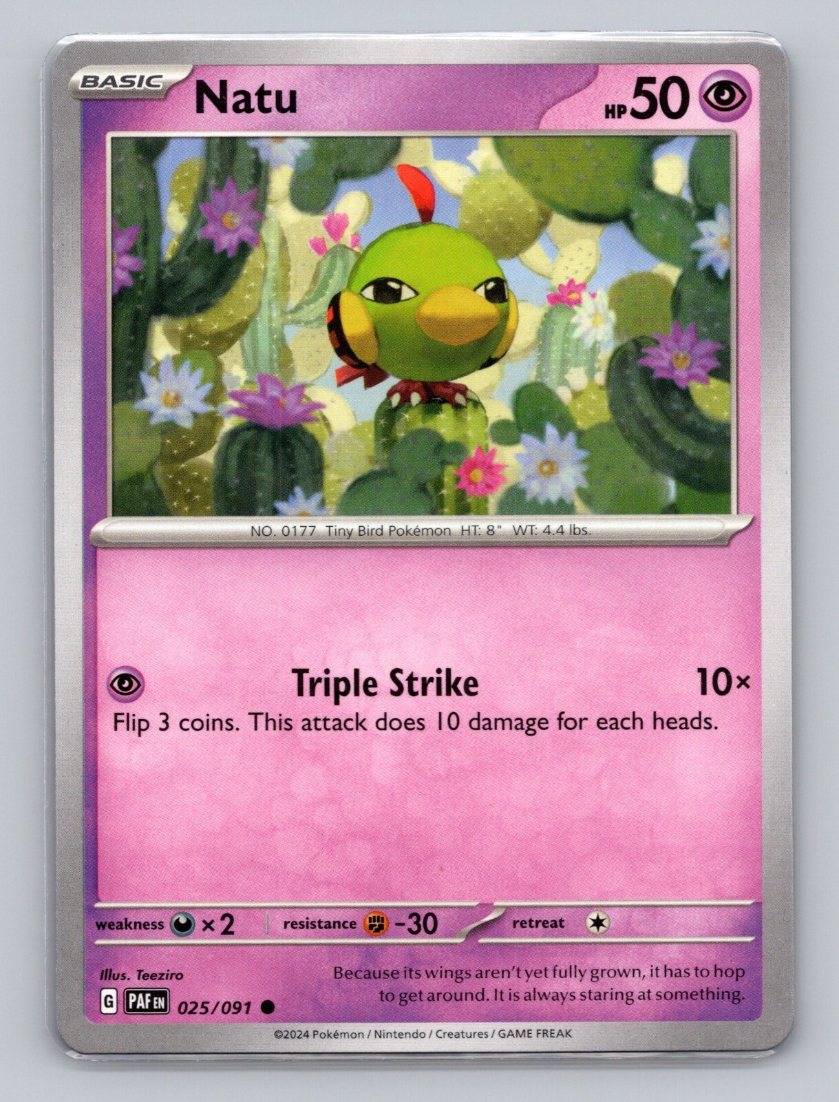 Natu 025/091 Paldean Fates Common NM PAF EN Pokemon Card Scarlet & Violet
