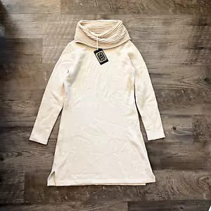 $388 Sail to Sable Cream Cowl Neck Classic Wool Cashmere Tunic Sweater Dress - Picture 1 of 9