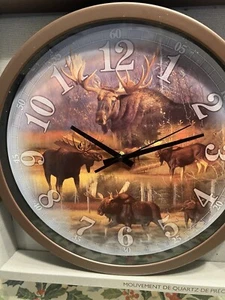 Reflective Art ‘ Moose Collage’ Classic Wall Clock 16-Inch. RETIRED - Picture 1 of 2