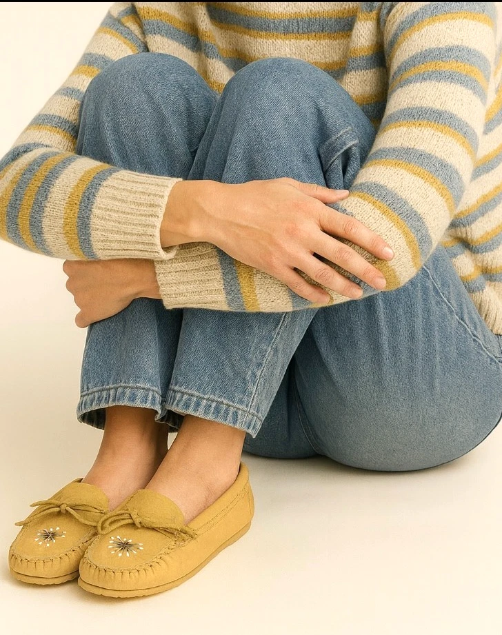 Mocasines de cuero Laurentian Chief para mujer talla 9 beige tostado Canadá Foto 1 de 4