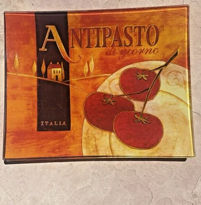 Antipasto Di Giorno Italia Vidrio Queso Snack Bandeja Plato Naranja Amarillo Rojo 8X10" - Imagen 1 de 10