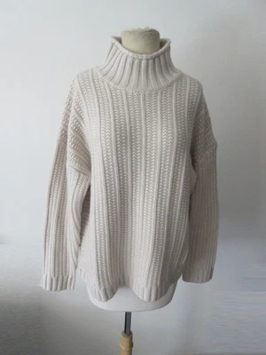 GARNET HILL ivory 100% cashmere thick chunky knit mock neck sweater L - Image 1 of 4
