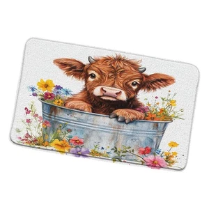 Aquarell Highland Kuh Badematte - Bauernhaus Badezimmer Dekor Teppich - Bild 1 von 8