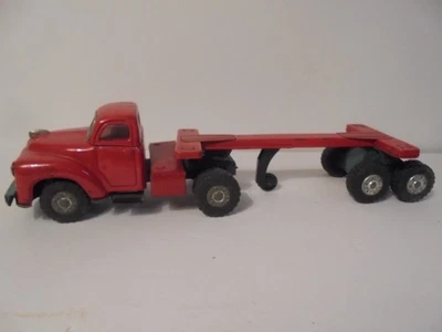 Semi de fricción de estaño vintage años 50/60 con remolque desmontable a juego 14" funciona Foto 1 de 4