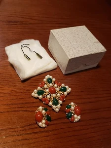 Seltene Trifari Jewels of India "Kashmir" Pin und Clip Ohrringe Set in Box mit Etikett! - Bild 1 von 13