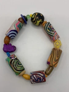 Vintage bunte Perlen lila Elefant Stretch Armband - Bild 1 von 7