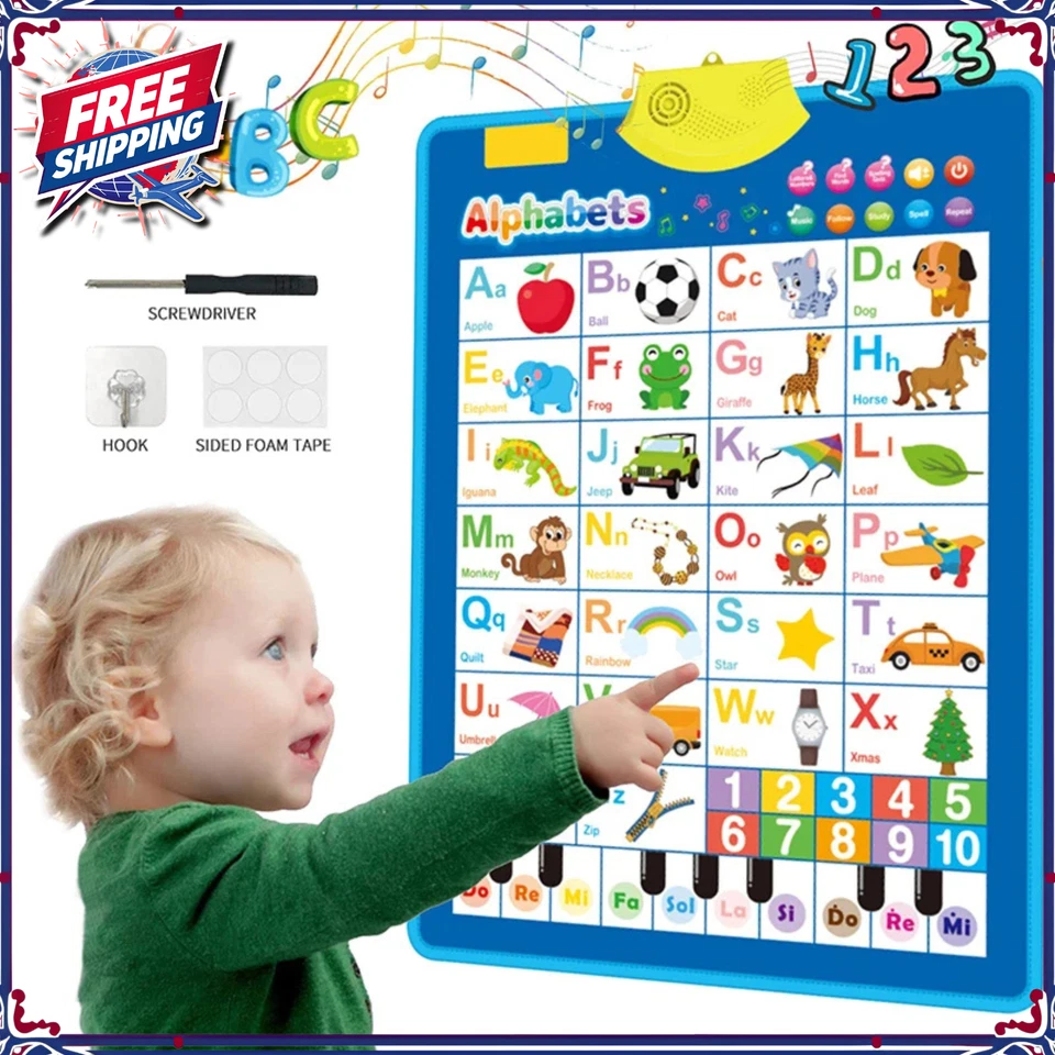 Electronic Alphabet Talking Chart ABC Letters 123s Music Wall Poster English - Bild 1 von 4