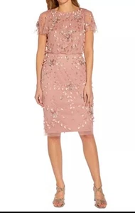 Adrianna Papell Women's Embellished Blouson Dress (Rose Quartz, Size 12) - Picture 1 of 24