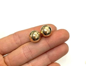 Classic Must Have! 12mm 100% 14K Gold Globe Ball Earrings with Screwbacks , New - Picture 1 of 8