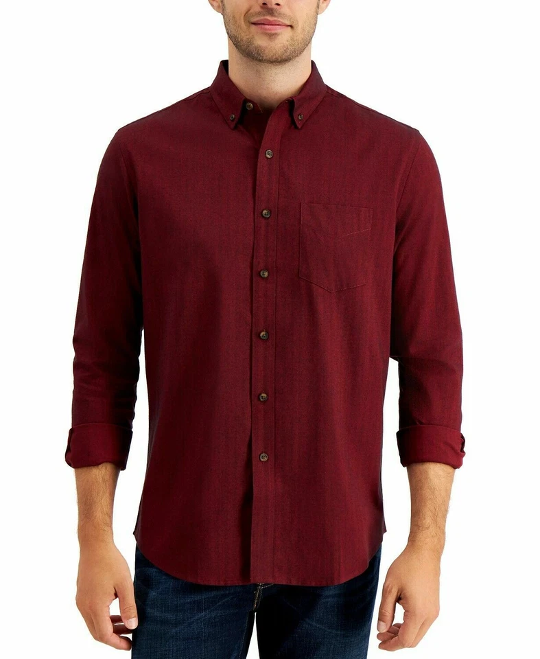 CLUB ROOM Burgundy Heather Red Long Sleeve Front Button Shirt XL Extra Large - Image 1 of 1