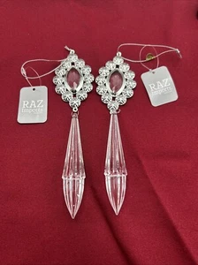 Set of 2 Raz Imports Elegant Crystal Drop Christmas Ornaments 7" - Picture 1 of 3