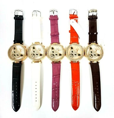 NUEVO RELOJ SKY MARINE ORO, ROSA, CRISTAL BRILLO JAGUAR, PATENTE CORREA POLIPIEL  Foto 1 de 3