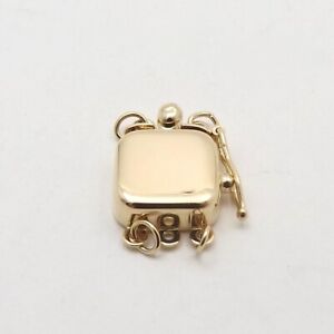 Bracelet perle en or 14 carats engravable carré triple brin collier fermoir neuf