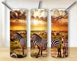 Zebra 20 oz Insulated Skinny Tumbler with slide lock lid and straw - Picture 1 of 1