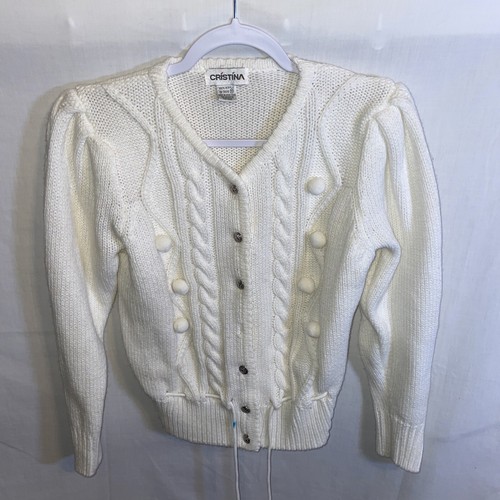 OFF WHITE Cardigan vestito donna Cristina taglia media avorio acrilico con bottoni LS uscendo