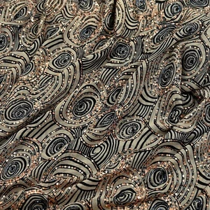 Vintage Heavy Sari Beige Pure Georgette Silk Hand Beaded Sarees Craft Fabric 5Yd - Picture 1 of 24