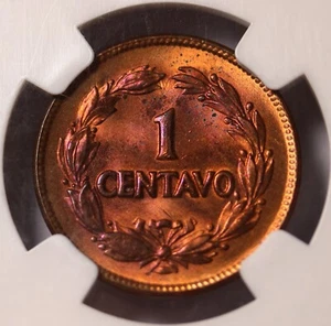Ecuador 1 Centavo 1928 KM. 67 NGC MS64 RB Attractive Toning - Picture 1 of 3