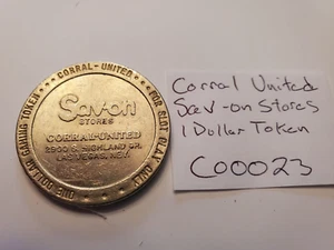 GETTONE DA GIOCO VINTAGE LAS VEGAS $1 - CORRAL UNITED SAV-ON STORES - RARO - C00023 - Foto 1 di 2