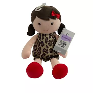 Carters Brunette Baby Girl Doll Leopard Dress Plush Stuffed Toy Lovey - Picture 1 of 4