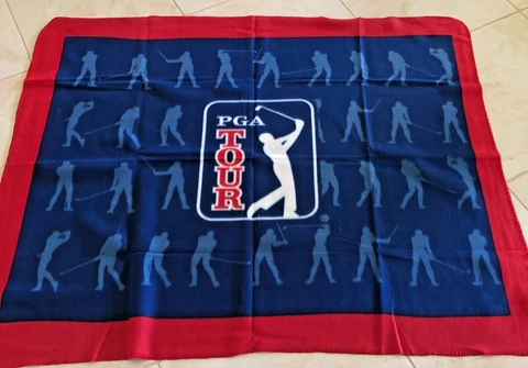 PGA Golf Tour Soft Throw Blanket 55x42 Red White Blue Cover