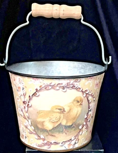 Easter Tin Bucket With Chicks by Kathy - Fill With Treats -New s - Picture 1 of 3