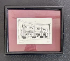 Sloppy Joe’s Bar Key West Souvenir Framed Art Picture Robert E Kennedy 8 1/2x 11 - Picture 1 of 5